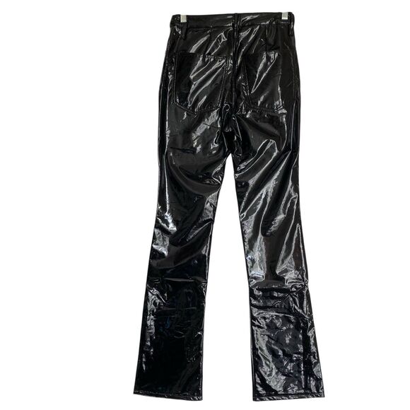We Wore What Faux Leather Flare Pants 26 Black Shine High Rise Goth Punk Sexy - Picture 2 of 12